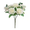 Fleurs décoratives pivoines artificielles, roses longues, poteau en plastique, faux Bouquet en soie pour mariée, fleur de haute qualité pour salon