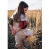 Abiti da ragazza Ragazze Abito patchwork in lino naturale Estate Bambino Bambini Manica svasata Casual Cotone e abbigliamento per bambini TZ045 221118