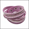 Autres bracelets Bracelets en cuir PU de mode coréenne MTI couche strass cristal Colorf bracelet pour femmes hommes bijoux bracelets Dhqze