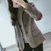 Costumes pour femmes Blazers Mode Business Interview Plaid Femmes Travail Bureau Dames À Manches Longues Vintage Blazer 221119