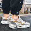 Löpskor vit svart gul andningsbar mode stickad jogging utomhus mjuk snörning upp sport sneakers klassiska casual sko mens tränare