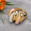 Bandringen Luxe Groot Met Zirconia Stenen Chrysant Vorm Vrouwen Bruiloft Verlovingsfeest Bruid Sieraden 221119