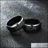 Band Rings Black Stainless Steel Love You Mom Son Daughter Ring Women Mens Band Rings Fashion Jewelry Gift Drop Delivery Dhcru