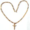 24K Solidne żółte złoto GF 6 mm włoski włoski Naszyjnik łańcuchowy Figaro Link 24 Women Mens Jezus Crucifix Pendant279Q6563647