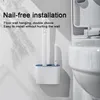 Vägg hängande tpr toalettborste med hållare set silikon borst för golvbadrum rengöring 2110235379348