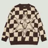 Suéteres para hombres Hip Hop Hombres de punto Harajuku Vintage Star Gun Plaid Jumper Streetwear Casual Jersey de gran tamaño Pareja Otoño Tops 221118