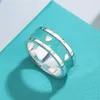 Bague double Tring avec bague coeur bleu émail 925 bijoux en argent sterling desinger hommes femmes Saint Valentin fête gif9959947