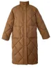 Trench feminina Casacos 2022 Algodão da xadrez de inverno acolchoado Mulher e comprimento de joelho comprido Longe Corean Clothes Warm Fashion Roupos H342