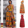 Vestidos casuais vestidos maxi de vestido maxi elegantes Africanos florais m￺ltiplas tiras de fenda alta moda de moda de moda v￩spera femme band vestidos 221119