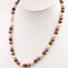 Chains Round 8mm South Sea Gold Rose Red Brown Multicolor Shell Pearl Necklace Women Jewelry Making Design Rope Chain Neck Wear 18INCH