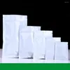 Storage Bags 1000Pcs Smooth White Aluminum Foil Heat Seal Tear Notch Mylar Bag Zipper Recyclable For Cookies Candy