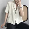 Damskie garnitury Blazers Women S-4xl Solid Office Lady Chic Summer Fashion Single Breasteed Casual Crops Podstawowy Ulzzang Notoched Owewear 221119