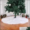 Décorations de Noël Jupe en peluche d'arbre de Noël Veet Blanc enneigé Joyeux arbres Décorations de robe Fête de fête Décoration de la maison Drop D Dhsxw