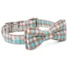 Dog Collars Small Fresh Plaid Pets Bows Tie Decoration Pretty Cute Removable Bow Pet Supplies Metal Insert Buckle Dogs Collar