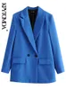 Damespakken blazers kpytomoa dames mode dubbele breasted office slijtage blazer jas vintage lange mouw zakken vrouwelijke bovenkleding chique veste femme 221119