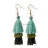 Dangle Chandelier Summer Bohemian Style Ethnic Tassel Earrings For Women Chandelier Earring Handmade Wool Gradient Personality Mti Dheou