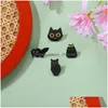 ピンブローチかわいい動物エナメルピンクリエイティブブローチ4pcs /set black cat broch for girls cartoonバッジジュエリーギフトバッグAccesso dhdz5