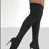 Boots Sexy Party Fashion Suede Leather Shoes Women Over the Knee Heels Stretch Flock Winter High botas 221119