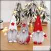 Décorations de Noël Noël Santa Peluche Poupée Visage À La Main Elf Nain Décoration Maison Cadeau Drop Livraison Jardin Fête Fête Supp DHQ09