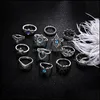 Ringos de cluster Antigo conjunto de anel de junta de diamante Coração de diamante Coroa de elefante Coroa de empilhamento de jóias de moda midi jóias de jóias grow d dh5wd