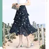 Saias Saia Chiffon Summer feminino Longo 2022 Floral High Caist Ruffle Dress Mulher Mujer Faldas Saias Mulher