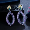 Baumelnde Ohrringe CWWZircons Shiny Purple Cubic Zirconia Crystal Long Engagement For Women Summer Fashion Party Jewelry Gift CZ950