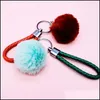 Other Festive Party Supplies Braided Rope Keychain Colorf Hairball Key Ring Pendant Festive Vacation Fashion Accessories Backpack Dhysh