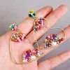 Boucles d'oreilles pendantes 2022 créatif cuivre cercle coeur goutte pour les femmes mode perle acrylique cristal perles à la main boucle d'oreille bijoux