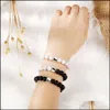 Beaded Yin Yang Beaded Bracelets Strands For Men Lucky Couple Bracelet Women Black White Onyx Stone Beads Psera Bangle Jewelry Drop D Dhsnr