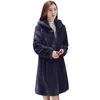 Mulheres de couro feminino Mulheres casaco frio Faux Fur Mink Super Midi Capeled Jacket Snow Extercoat Fashion Slim Fit Wholesale