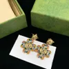 Nya charmörhängen Fashion Light Luxury Brand Designer Vintage Leopard Head Colorful Diamond Petal Earring Wedding Party High Qual218T