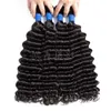 Extensions de cheveux malaisiens naturels Deep Wave, Double trame, amples, Deep Wave, tissage en lot de 3, 12A, couleur naturelle, 10 à 30 pouces