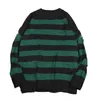 Suéter dos homens Black Stripe Destruído Suéter Rasgado Mulheres Pulôver Buraco Knit Jumpers Oversized Moletom Harajuku Manga Longa Tops 221118