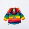 Baby Girl Jacket Boy Hooded Coat Escreen Ubrania Rainbow Stripe Kurtka Baby Boy Long Rleeves Spring and Autumn Dziecięce Ubrania LJ205188225