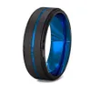 FDLK MEN039S Mode 8mm Zwart geborsteld Ladder Rand Roestvrijstalen ring Blue Groove Men Men Wedding Ring Geschenken voor mannen Q0708272L8969937