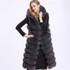 Faux manteau en fourrure pour femme, sans manches, moelleux, Slim, avec capuche, épais, chaud, Long, veste d'extérieur, hiver 2022