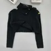 여성용 스웨터 디자이너 Balman 하이 넥 오프 숄더 긴 소매 니트 스웨터 짧은 탑주의 기계 셔츠 가을, 겨울 2022 신제품 BT5L