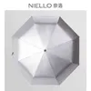 Niello Double Titanium Silver Umbrella 3 Fold Vinyl Rafforza la protezione solare e la pioggia all'aperto J220722