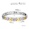 Bracelets porte-bonheur mode femme cristal Germanium acier inoxydable 22cm zircone santé aimants énergie bijoux pour femmes