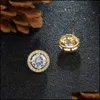 Stud Fashion Crystal Stud örhängen CZ Zircon Romantic Round Gold Sier Colors Earring For Elegant Girls Women Drop Delivery Jewelry DHS7X