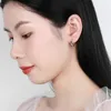 Hoop Earrings Women's Fashion Small Dazzling Crystal Black Zirconia Stone Charming Hoops Golden Earring Piercing Jewelry Gifts