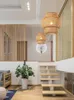 Pendellampor modern handv￤vd bambukonst ljuskrona lykta lampan rotting h￤ngande ljus f￶r mats vardagsrum sovrum caf￩ bar
