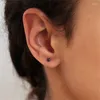 Studörhängen 1 par-3mm CZ svart brosk 925 Sterling Silver Minimalist Small Studs Everyday Lobe Ear Bone Earing Smycken