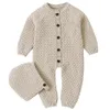 Macacão de malha para bebês recém-nascidos, macacão com chapéu, macacão infantil de algodão para crianças pequenas, 266e6867236