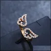 Bröllopsringar Angel Wings Ring Cute Design Crystal Open Rings for Elegant Girls Women Jewelry Gift Delivery DHJ41