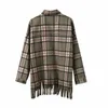 Giacche da donna Vintage Chic Green Plaid Nappa Camicia Giacca Donna Moda Rivetti Tasche Monopetto Risvolto Cappotto Capispalla 221119