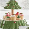 Juldekorationer Juldekorationer Tree Dessert Table Fruit Plate Dubbelskikt Cake Stand Holiday Party Candy Snack Tray XM DHN5T