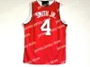 Basketball Mens NCAA Vintage NC State Wolfpack Dennis Smith Jr. Maillots de basket-ball # 4 Accueil Chemises cousues rouges Maillot blanc