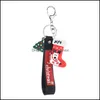 Nyckelringar god jul nyckelring PVC Cartoon Tree Sock Key Ring Bag Hangs Gift Drop Delivery Jewely Dhtlf