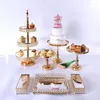 Ustensiles de cuisson outils support à gâteau ensemble beau plateau 3 niveaux or Cupcake Dessert affichage décoration mariage acrylique miroir